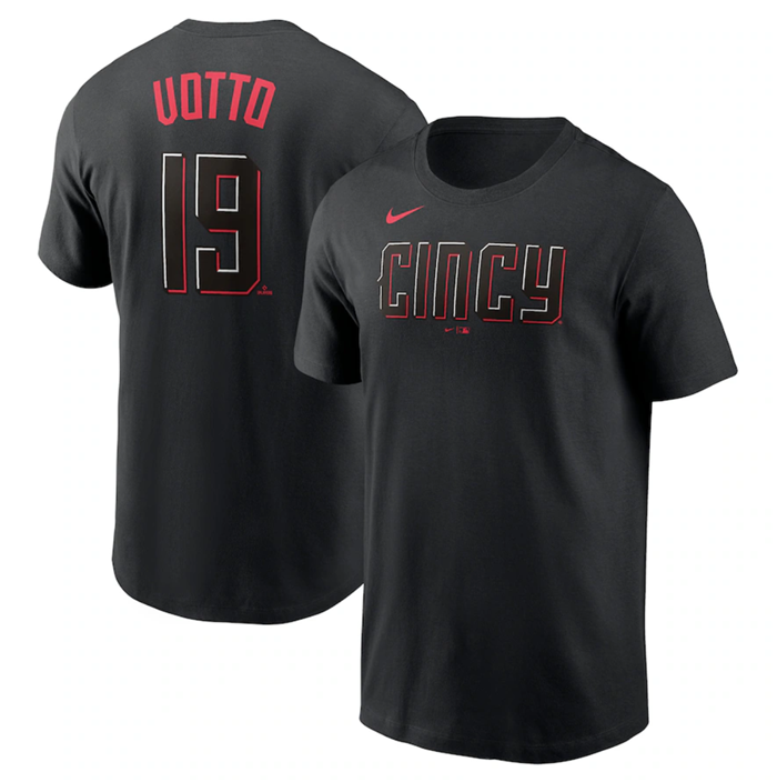 Men's Cincinnati Reds #19 Joey Votto 2023 City Connect Name & Number T-Shirt